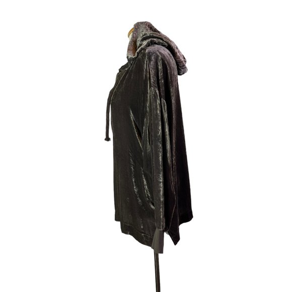 Gold Hawk Size XS Brown Velvet Hooded Jacket 1/2 Zip Pullover - Picture 6 of 11